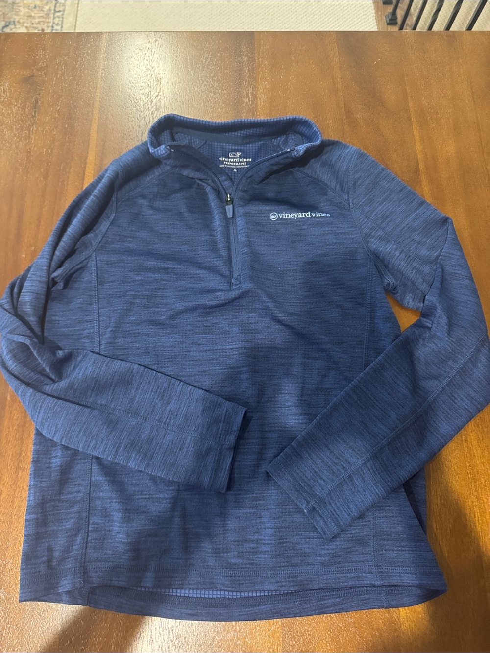 Vineyard Vines Men's Heathered Navy 1/4 Zip Pullover